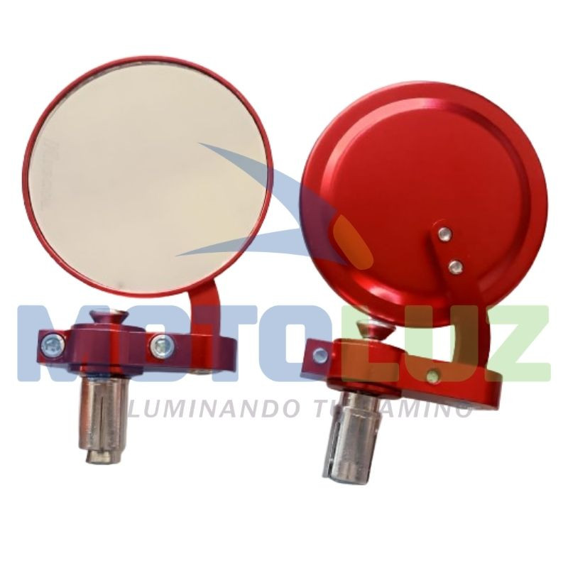 Par de espejos redondos universal para timón - rojo