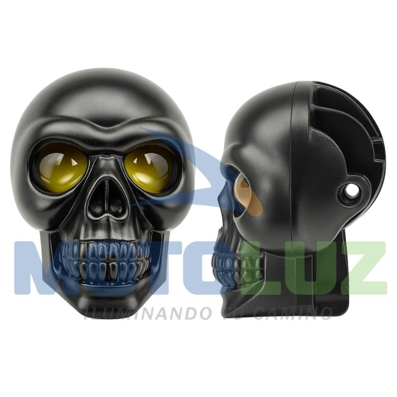 Faro explorador calavera negro mate 2 led luz dual