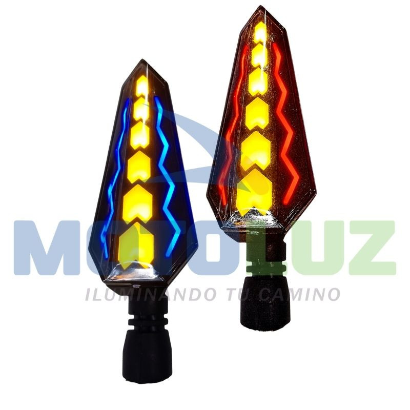Par de direccionales led con flash azul / rojo (azrj)