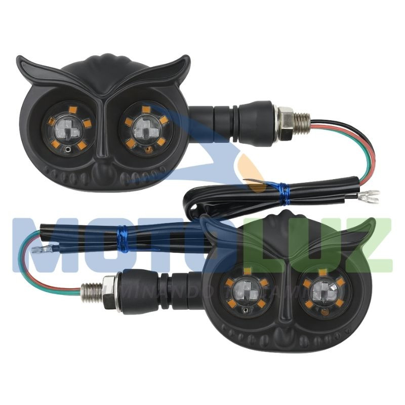 Direccionales led moto 2pcs modelo búho luz blanca y ámbar