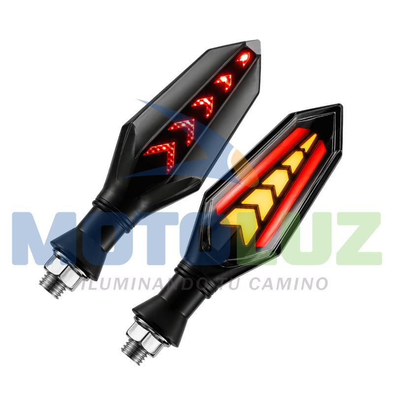 Par de direccionales luz roja y ambar - estatica y corrediza MTZ117 - 12v