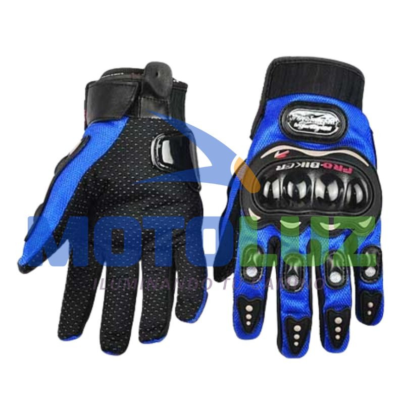 GUANTES CON PROTECTOR AZUL CON NEGRO - TALLA