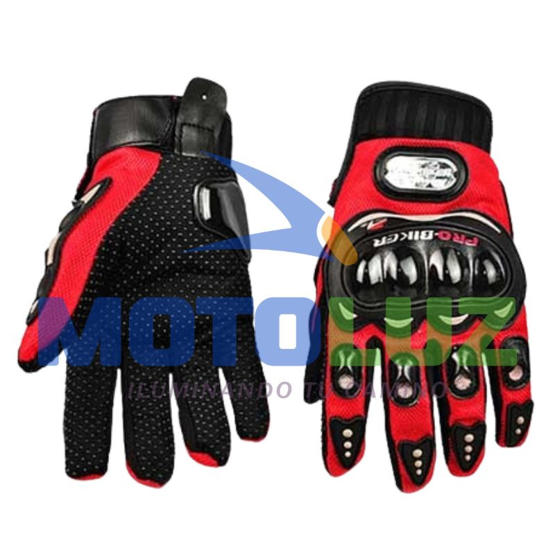 GUANTES CON PROTECTOR  ROJO CON NEGRO - TALLA L
