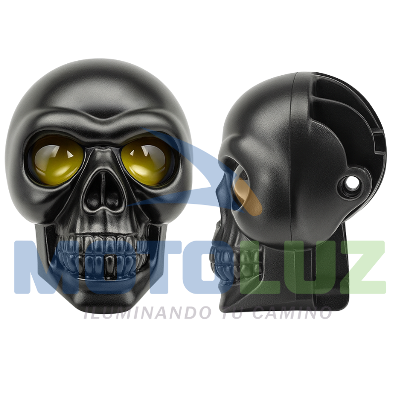 PAR DE CALAVERAS PESADAS- NEGRA (LUZ BLANCA Y AMBAR) 3 CABLES -  MULTIVOLTAJE