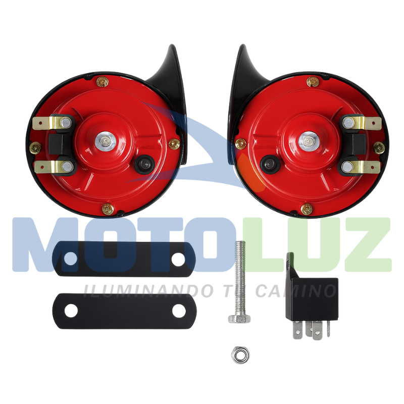 PAR CLAXON CARACOL ROJO - BJR