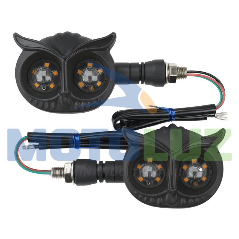 PAR DE DIRECCIONALES LED TIPO BUHOS (LUZ AZUL CON AMBAR)