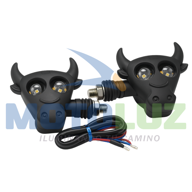 PAR DE DIRECCIONALES LED TIPO TORO ( LUZ AZUL CON AMBAR)