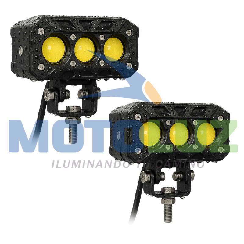PAR DE EXPLORADORAS 3X3 LUZ ESTITA Y PARPADEANTE AMBAR Y BLANCO MULTIVOLTAJE