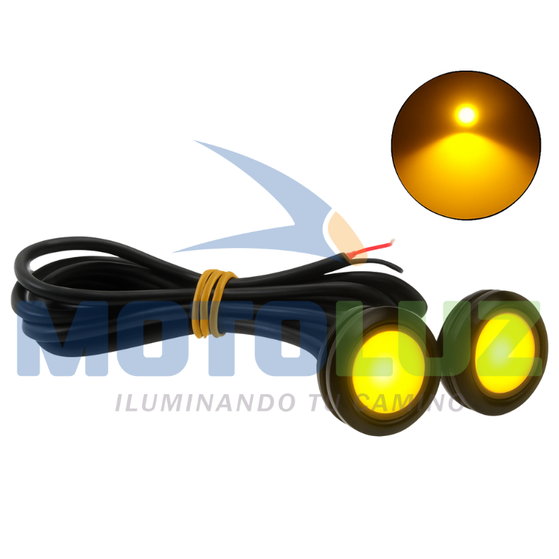 PAR DE OJOS DE ÁGUILA AMBAR LUZ FIJA Y CORTADORA 12 VOLTIOS