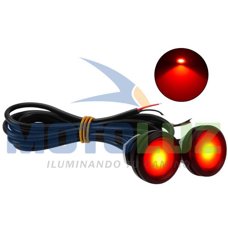 PAR DE OJOS DE ÁGUILA ROJO LUZ FIJA Y CORTADORA 12 VOLTIOS