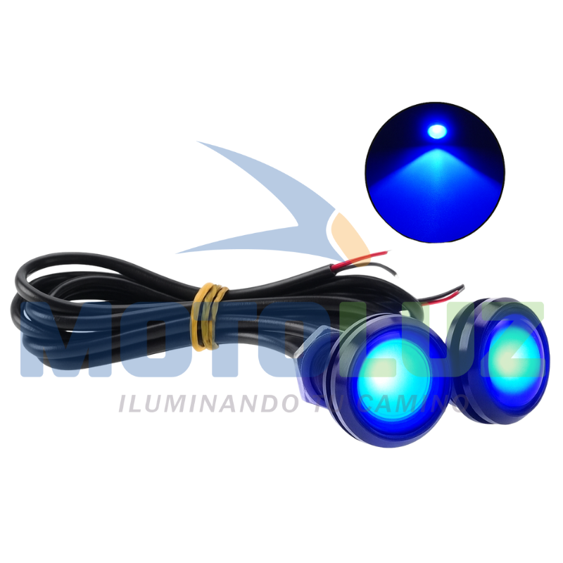 PAR DE OJOS DE ÁGUILA AZUL LUZ FIJA Y CORTADORA 12 VOLTIOS