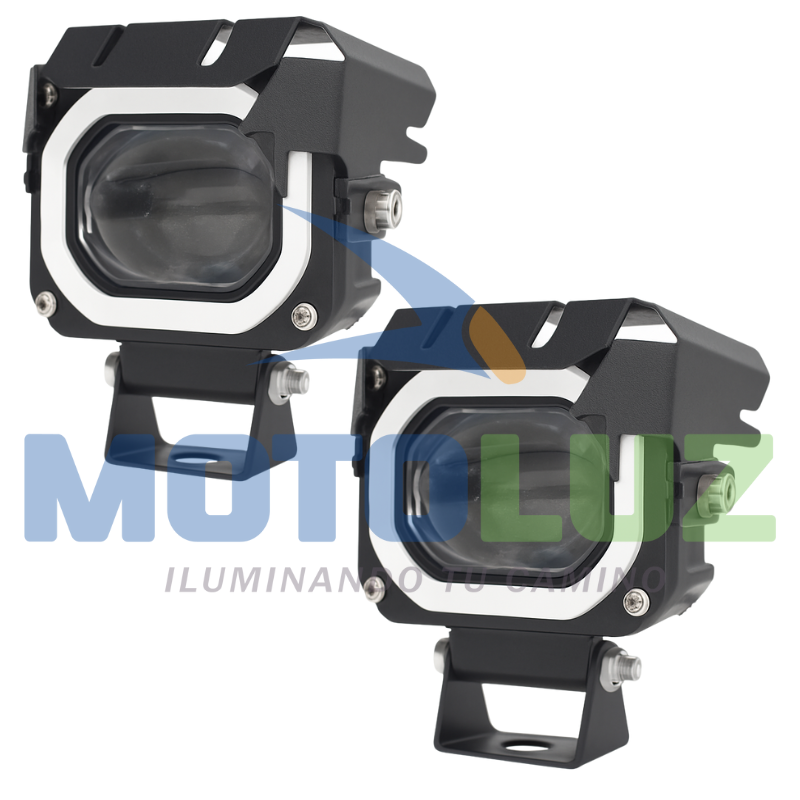 PAR DE FARITOS FUEGO BRILLANTE (LUZ BLANCA Y AMBAR) - ARO DE ANGEL AZUL